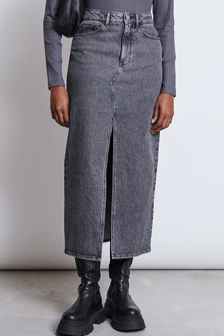 JAN 'N JUNE Luce Denim Rok - Lichtgrijs
