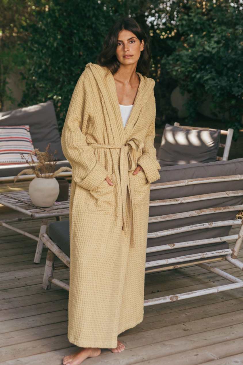 AmourLinen  Badjas Wafel Snuggle Mosterd