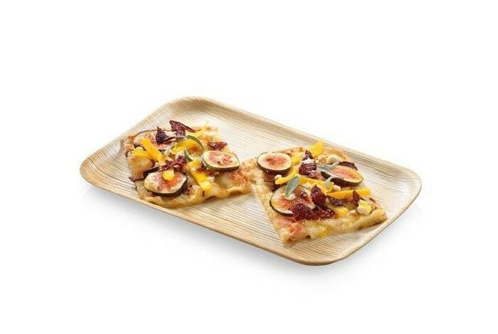 Palmblad bord plat 16x24cm, Bio wegwerp bord in pak 25 stuks.