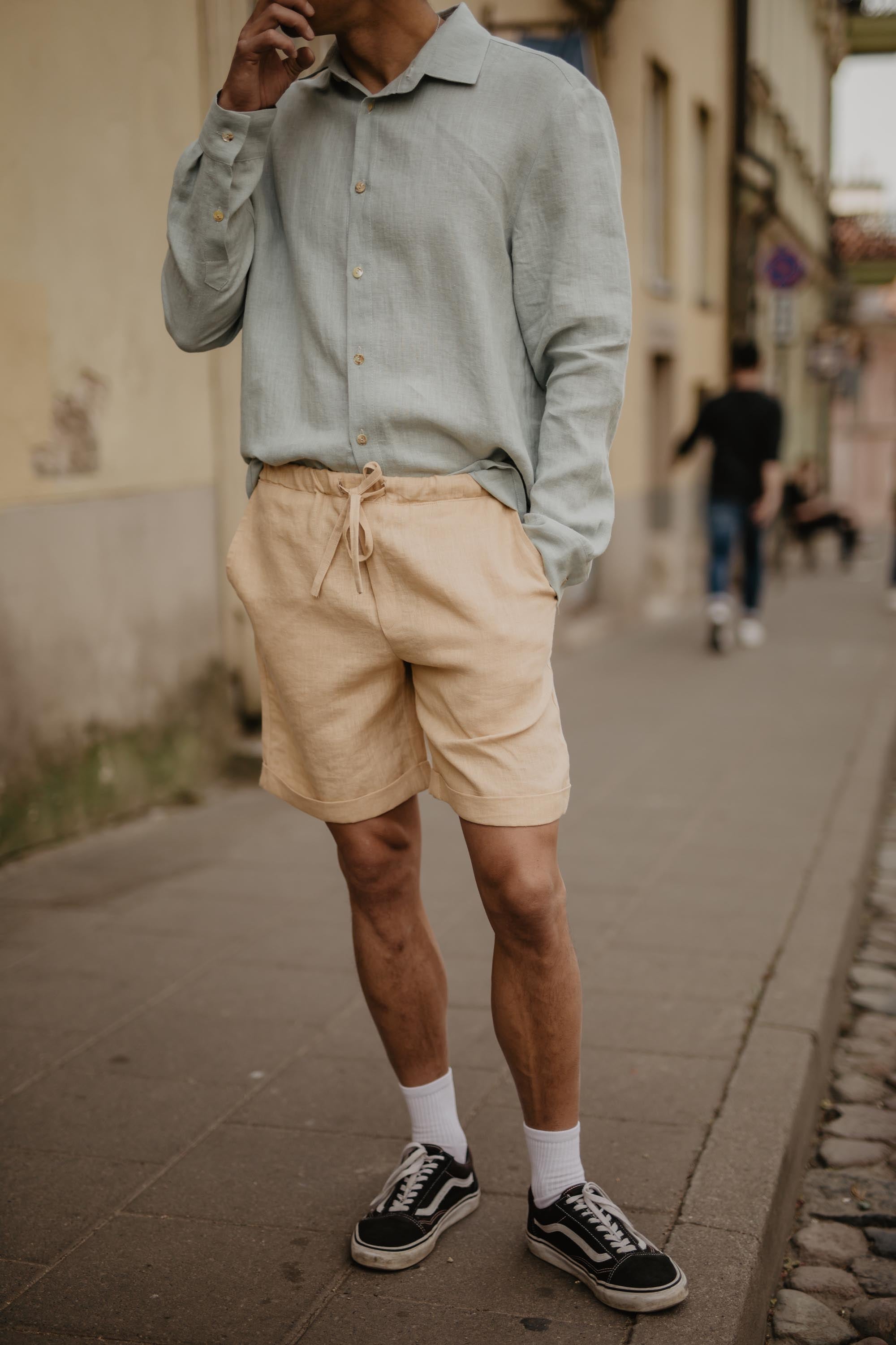 AmourLinen mannen vegan Linnen Korte Broek Ares Viva Magenta