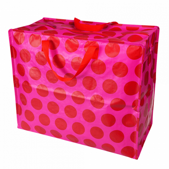 Jumbo Bag REX London van gerecycled plastic - Red on Pink Spotlight
