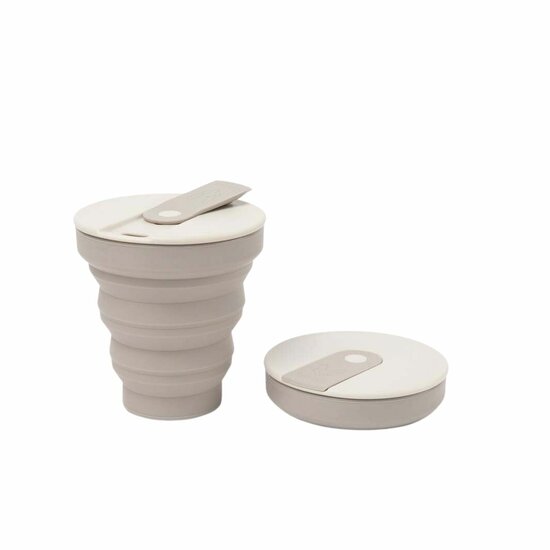 Hunu Collapsible Silicone Travel Cup 12oz/355ml Warm Grey - Opvouwbare koffiebeker