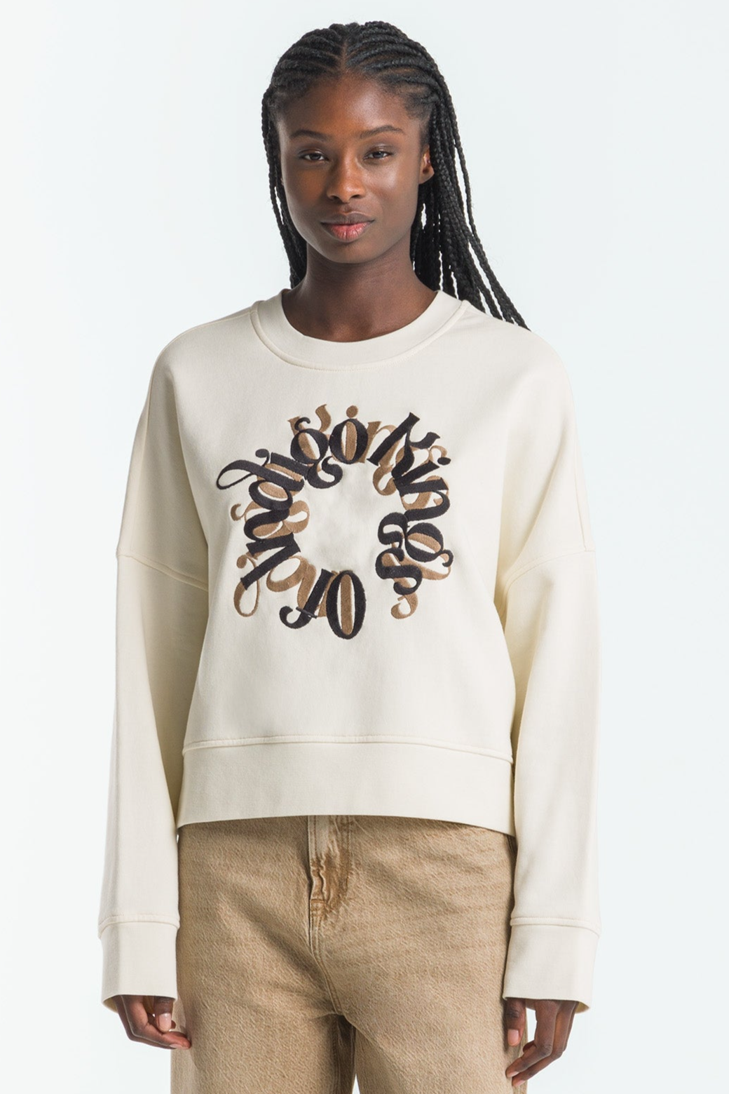 Kings of Indigo  Sweatshirt Mira Non Dyed Circle CrÃ¨me