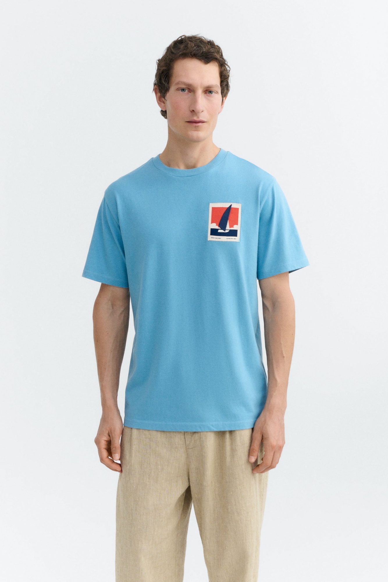 Thinking MU mannen vegan T-Shirt Met Patch 'Optimist' Van Zach Blue