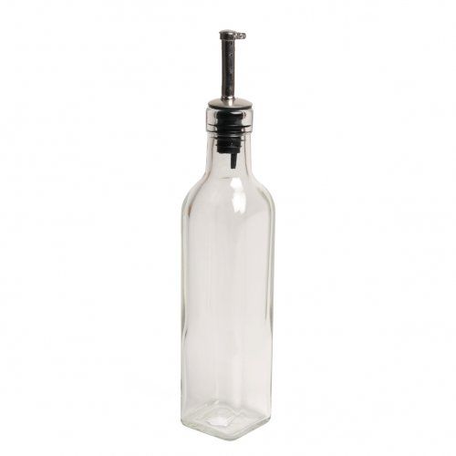 Olie- of azijnflesje, glas, vierkant 250 ml