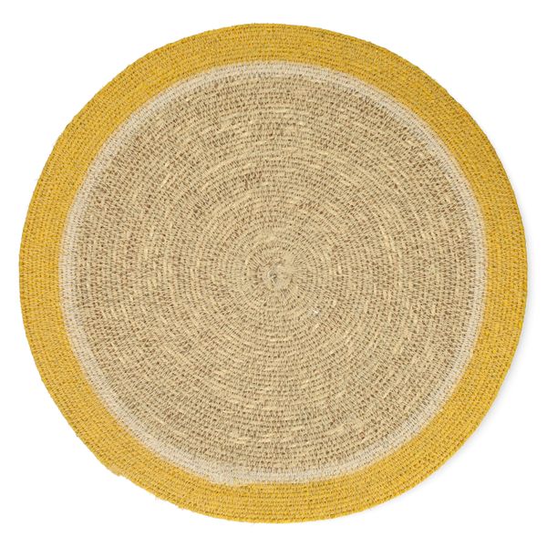 Placemat naturel, zeegras, geel, Ø38 cm