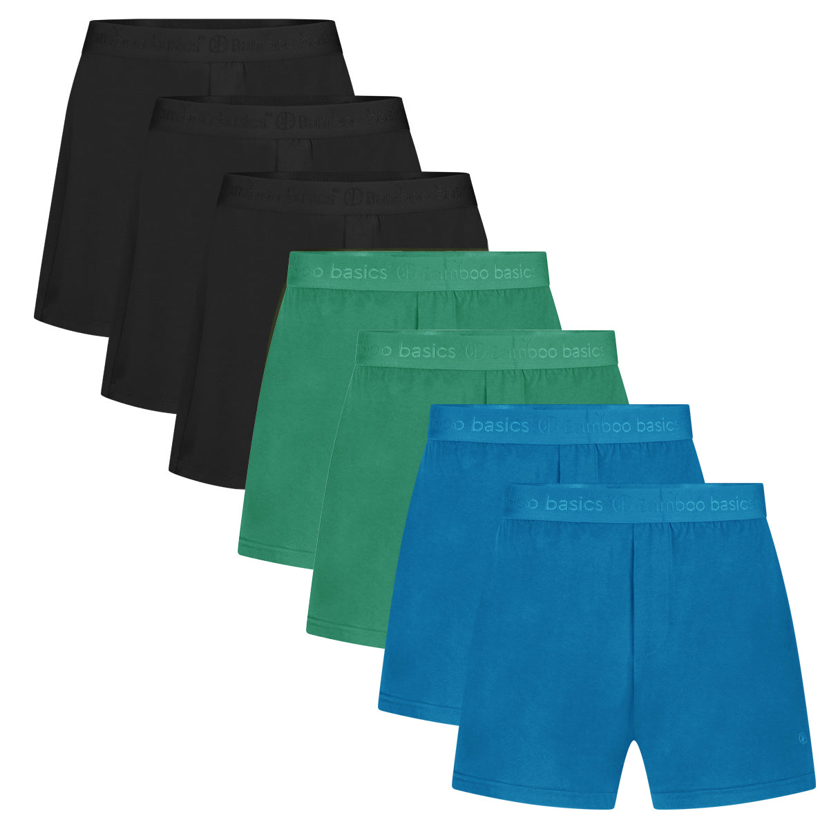 Loose Fit Boxershorts Kay (7-pack) - Zwart, Pepper Green, Blue Aster