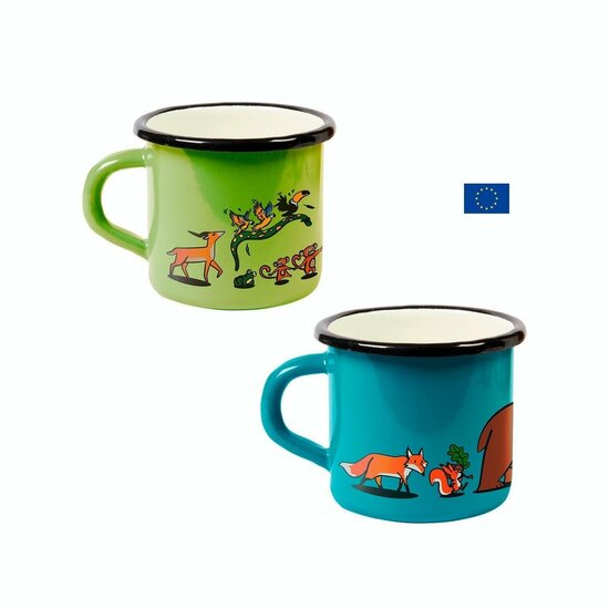 Ah Table! emaillen kinderbeker - Mok Blauw of Groen