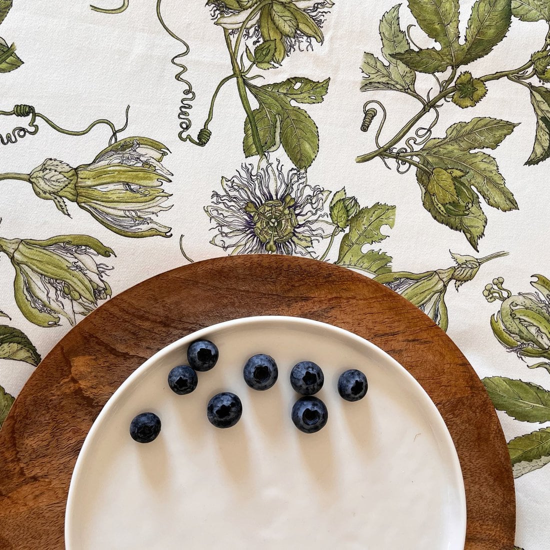 Floral Tablecloth Recycled Plastic - Green Passionfruit
