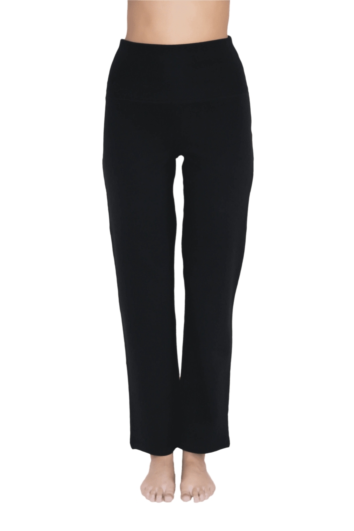 Leela Cotton  Yoga Broek Met Rechte Pijpen Zwart