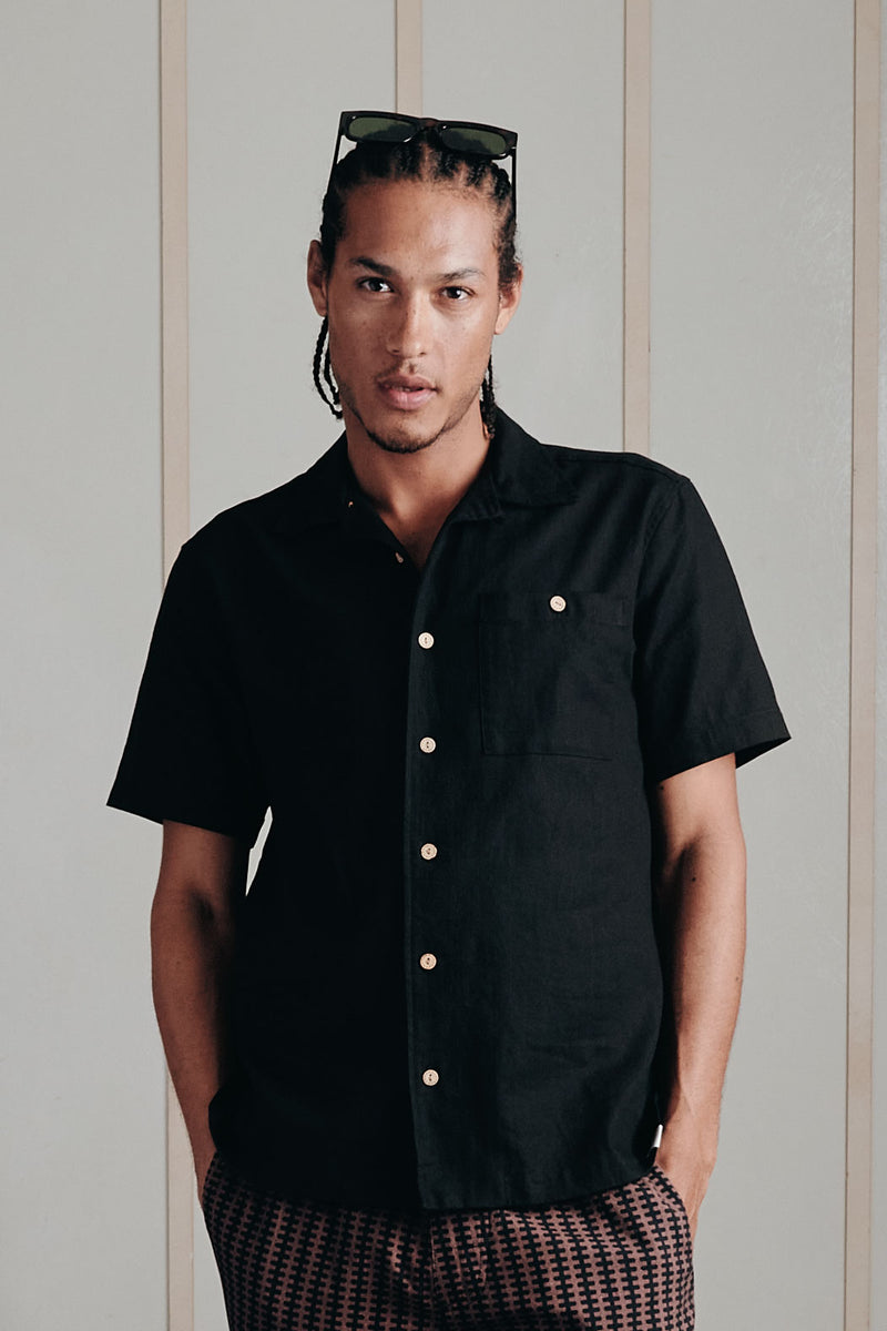 KOMODO mannen vegan Shirt Korte Mouw Spindrift Zwart