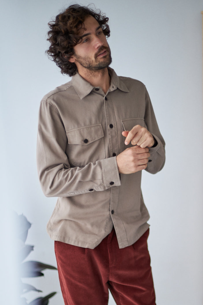 TWOTHIRDS mannen vegan Shirt Funen Licht Steen