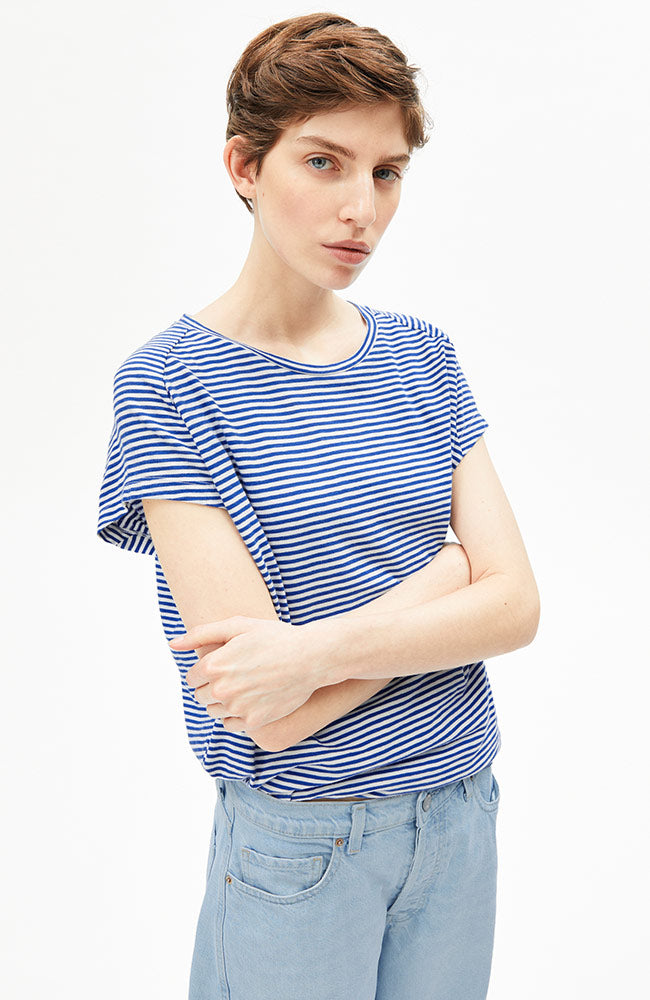 Slub stripe t-shirt blauw
