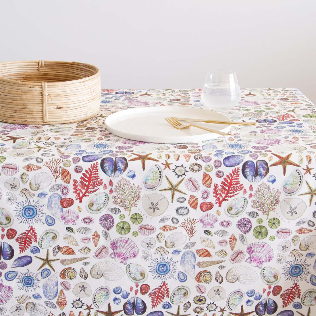 Seashell Tablecloth Cotton - Colorful
