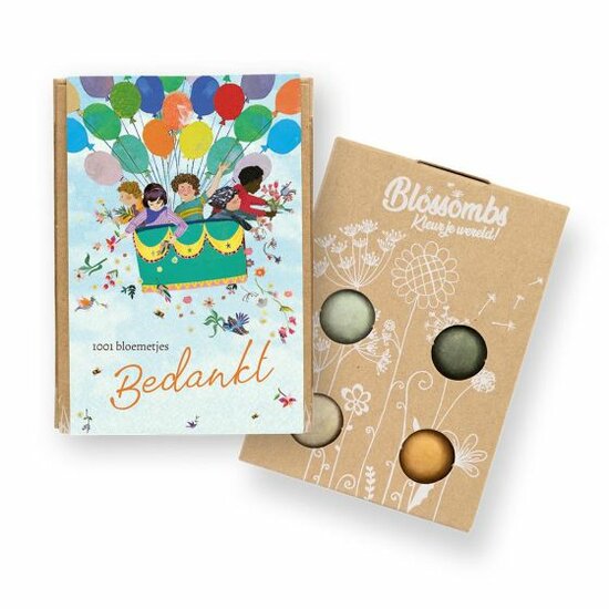 Blossombs Giftbox mini Bedankt - Bloemzaadbommetjes in doosje met 4 stuks