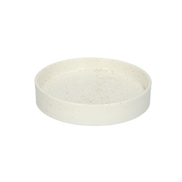 Kaarsschotel, keramiek, mat wit gespikkeld, Ø 10,8 cm