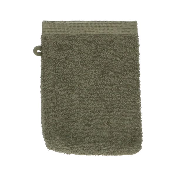 Washandje, Recycled katoen, Donker olijfgroen, 15 x 21 cm