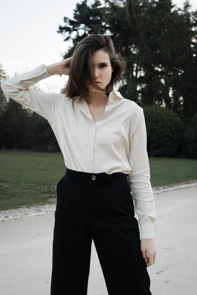 CharlieMary  Wijde Pijpen Broek Gabardine Zwart