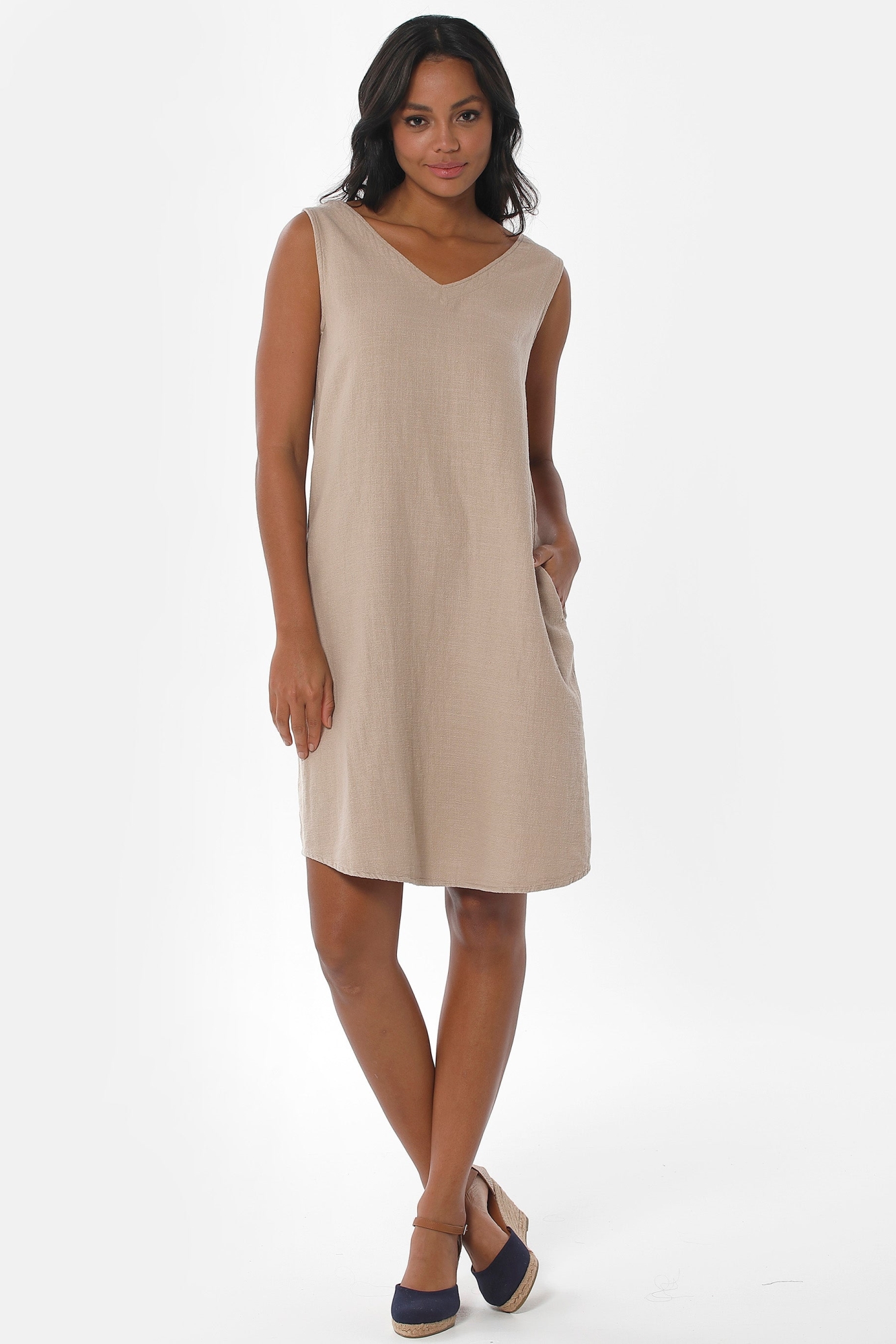ORGANICATION Vegan Midi Jurk Beige