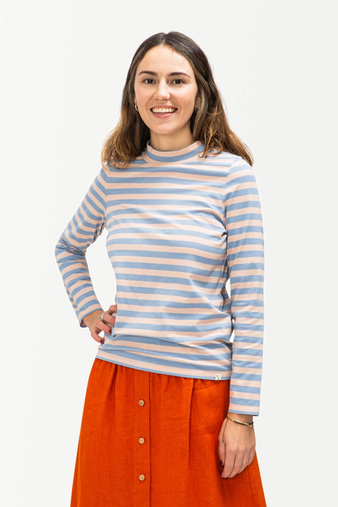 MATONA  Kraag Lange Mouw Roze Roze & Blauw