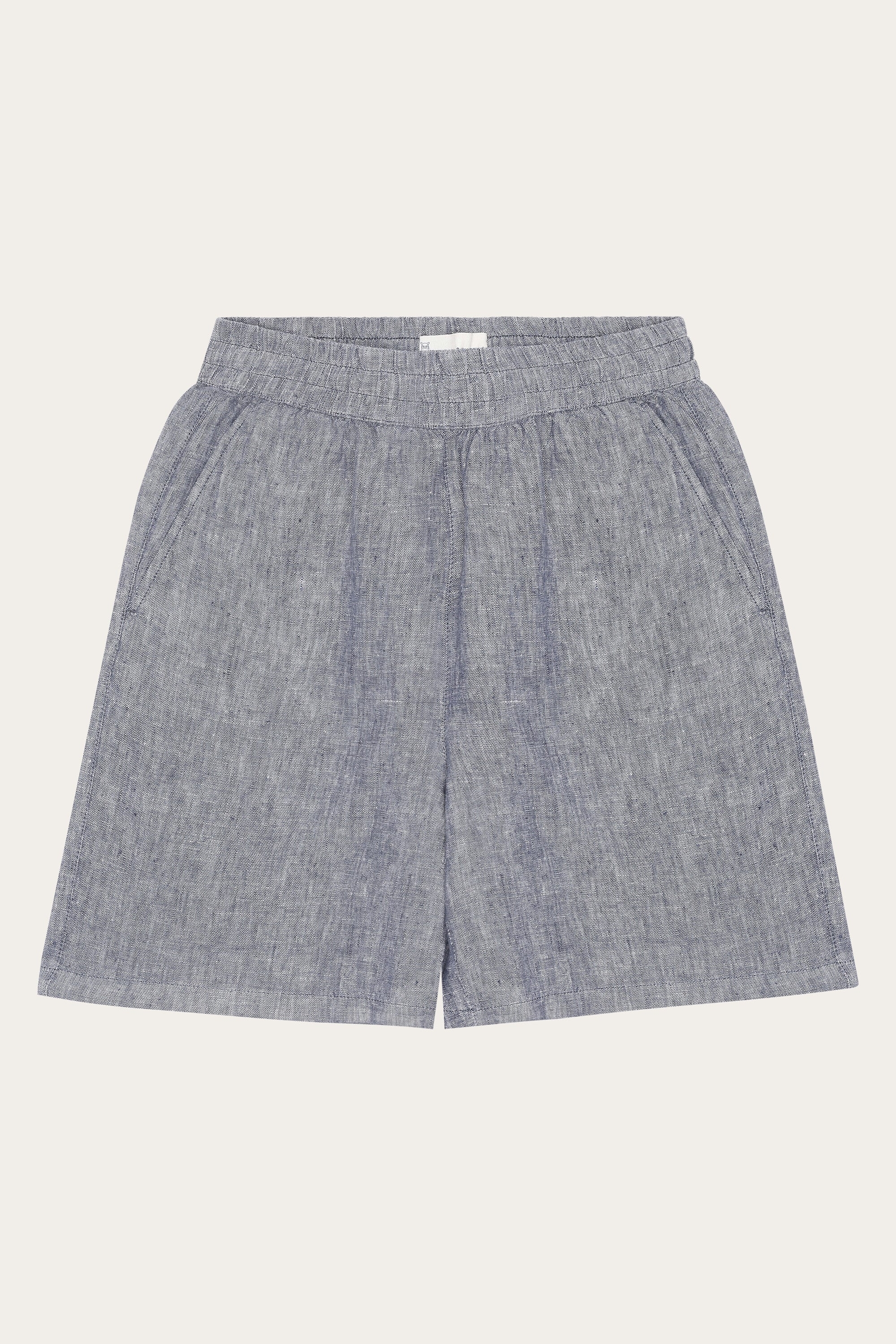 KnowledgeCotton Apparel  Shorts Posey Wide Linen Vintage Indigo