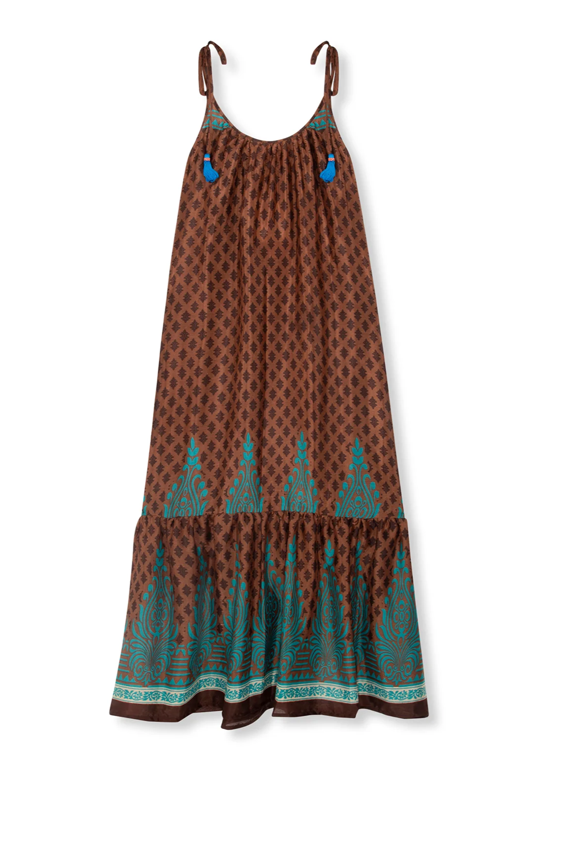 el.rÃ©sidu  Jurk Myra Donkerbruin/Blauwgroenblauw