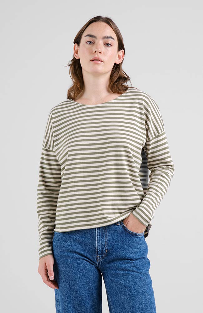 Humledal stripes top leave green