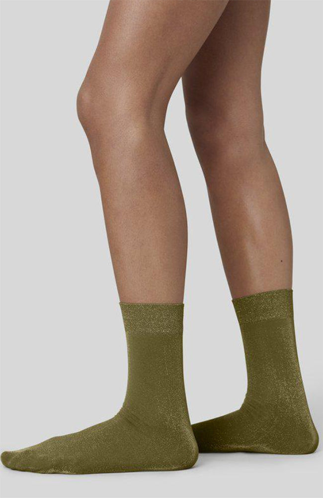Ines glittersokjes olive