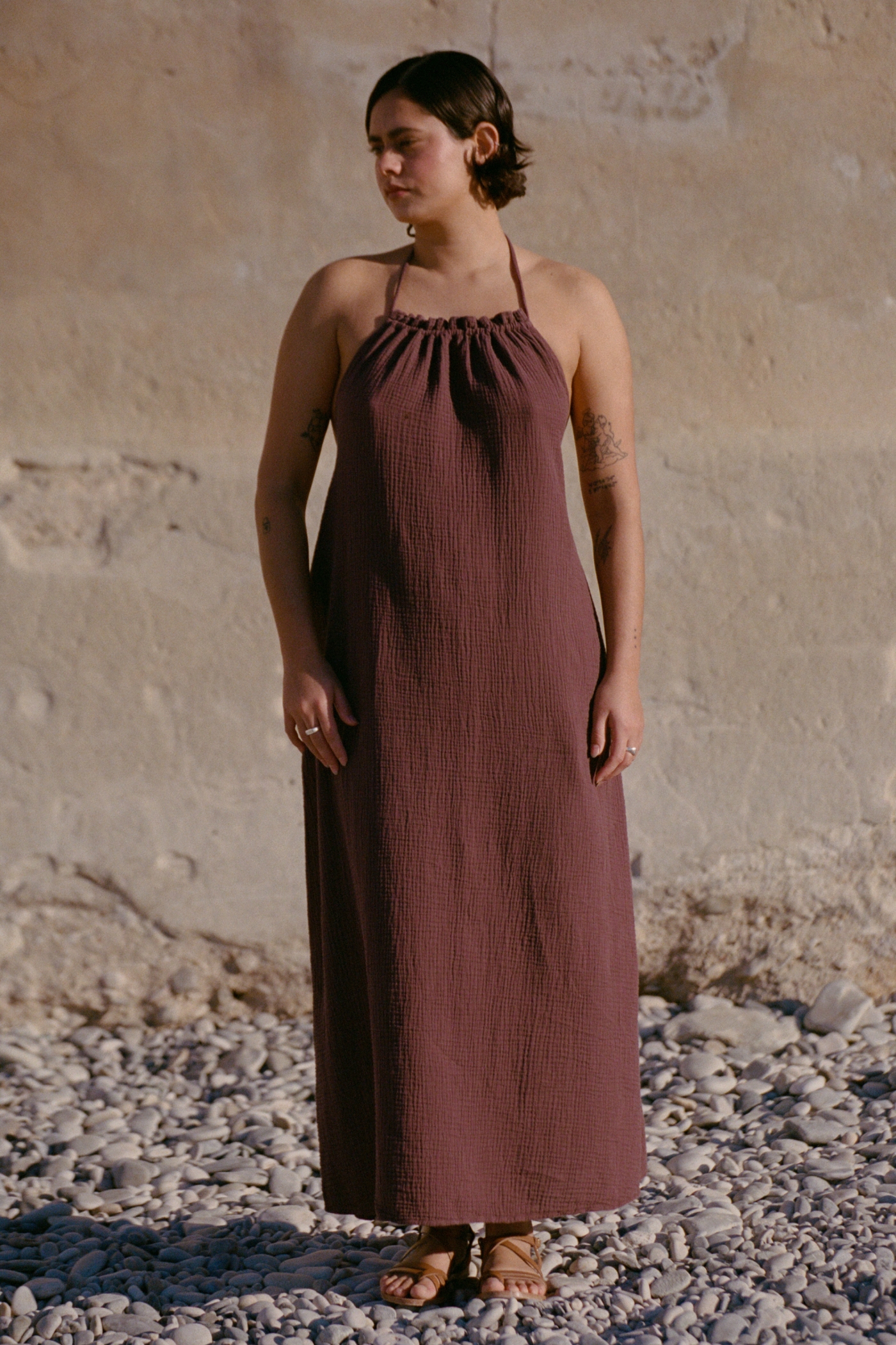 Nénés Jurk Lena Burgundy - Maxi Jurk