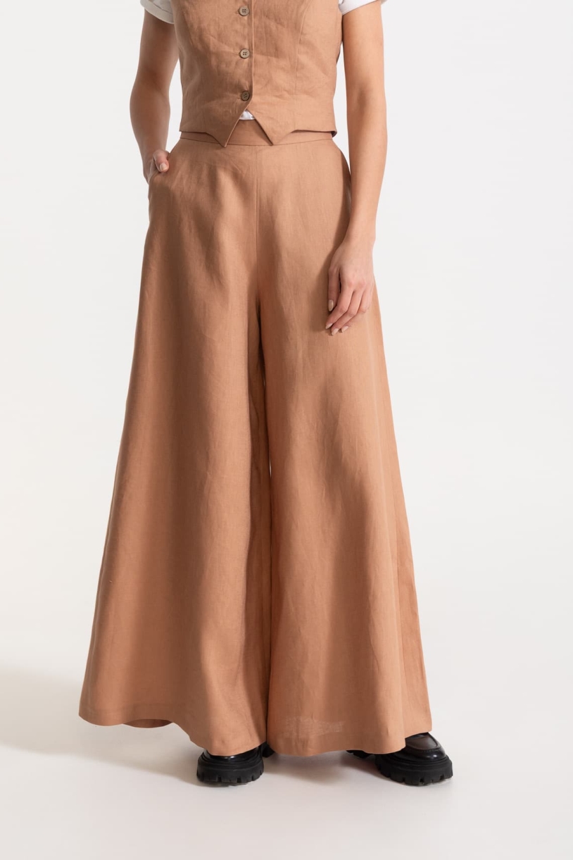 De IONESCU  Broek Palazzo Linnen Cappuccino