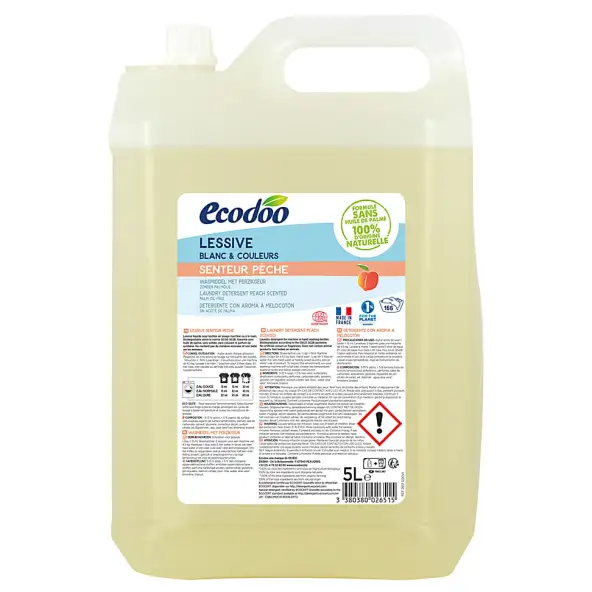 Ecodoo Vloeibaar Wasmiddel Geconcentreerd Perzik 5L 160 wasbeurten