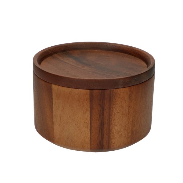 Pot met deksel, acaciahout, Ø 14 cm