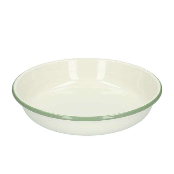 Bord pasta, emaille, groengrijs/wit, Ø 23 cm