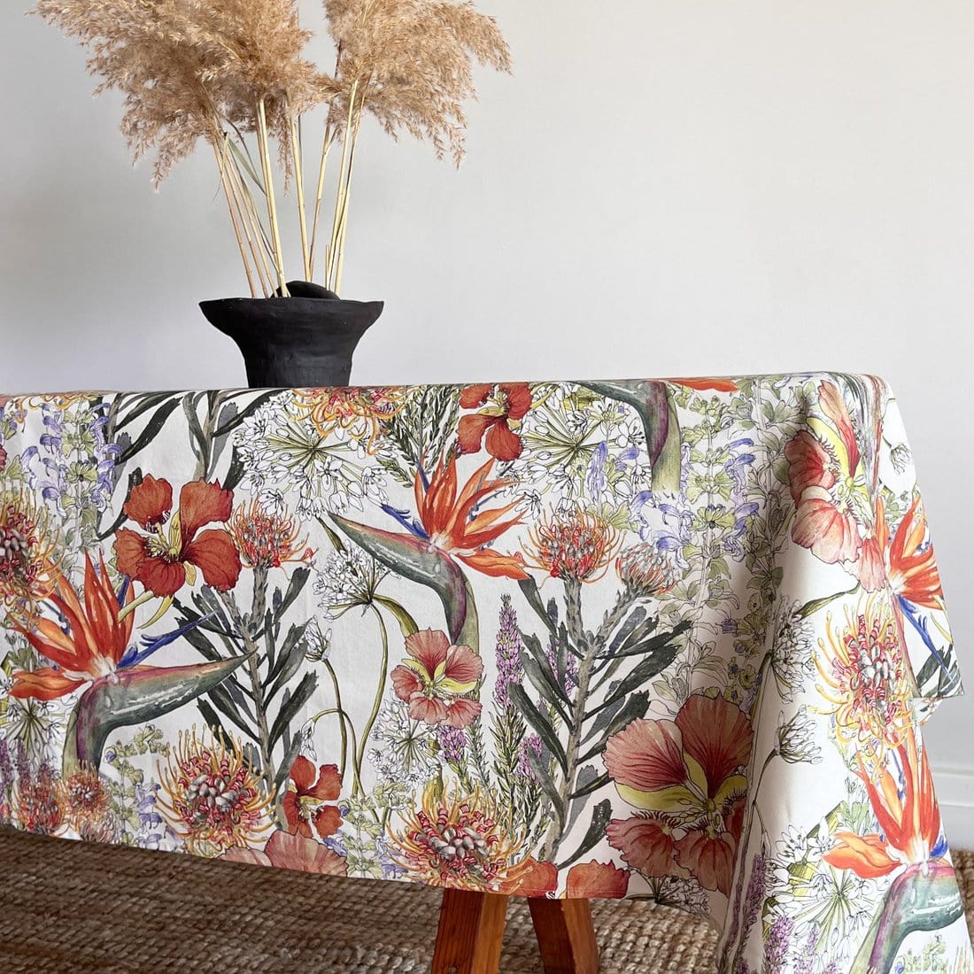 Floral Tablecloth Recycled Plastic - Orange Fynbos