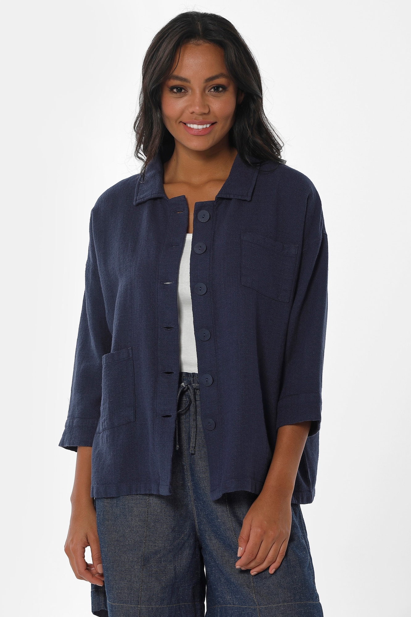 ORGANICATION mannen vegan Overhemdblouse Navy