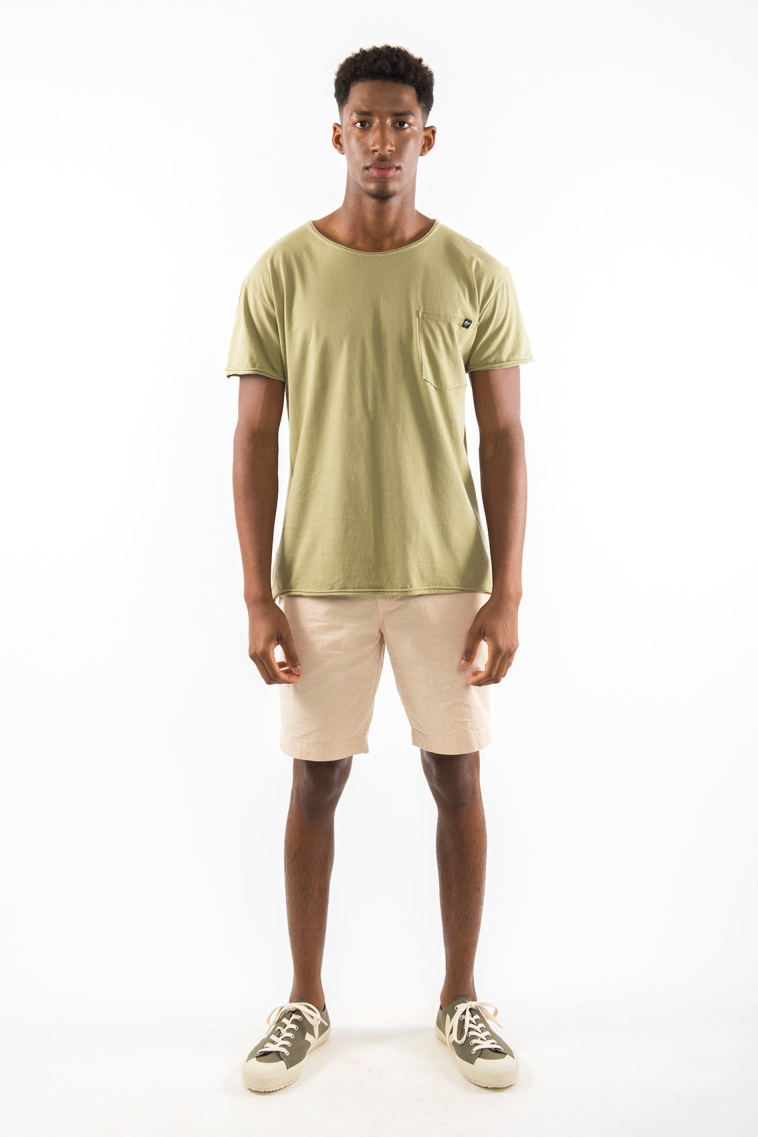 RAVENS VIEW IBIZA mannen vegan T-Shirt Ronde Wild Neck Pocket Donker Aloë Groen