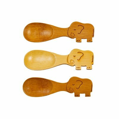 Sass & Belle Bamboo Spoons Elephant, set 3 lepels met gegraveerde olifant
