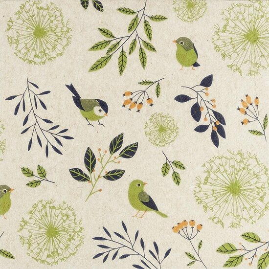 Eco servetten 33x33cm van gerecycled/ongebleekt papier - Birds and Twigs
