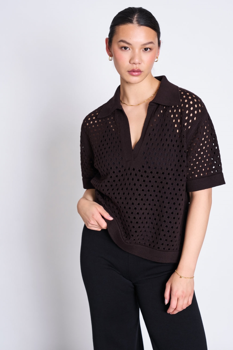 JAN 'N JUNE  Ajour T-Shirt Gills Espresso