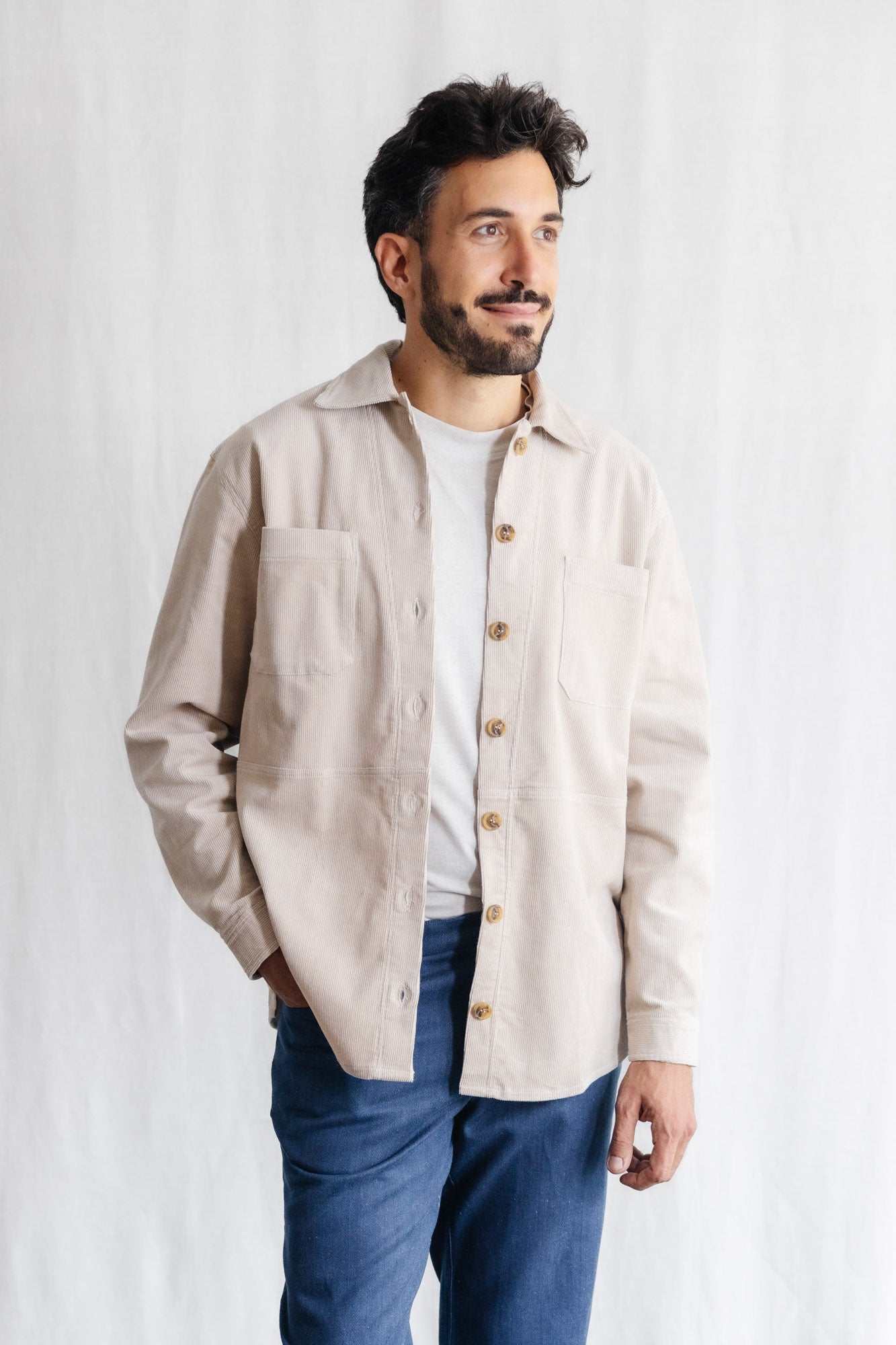 Jyoti - Fair Works mannen vegan Overhemd Kalagi Beige