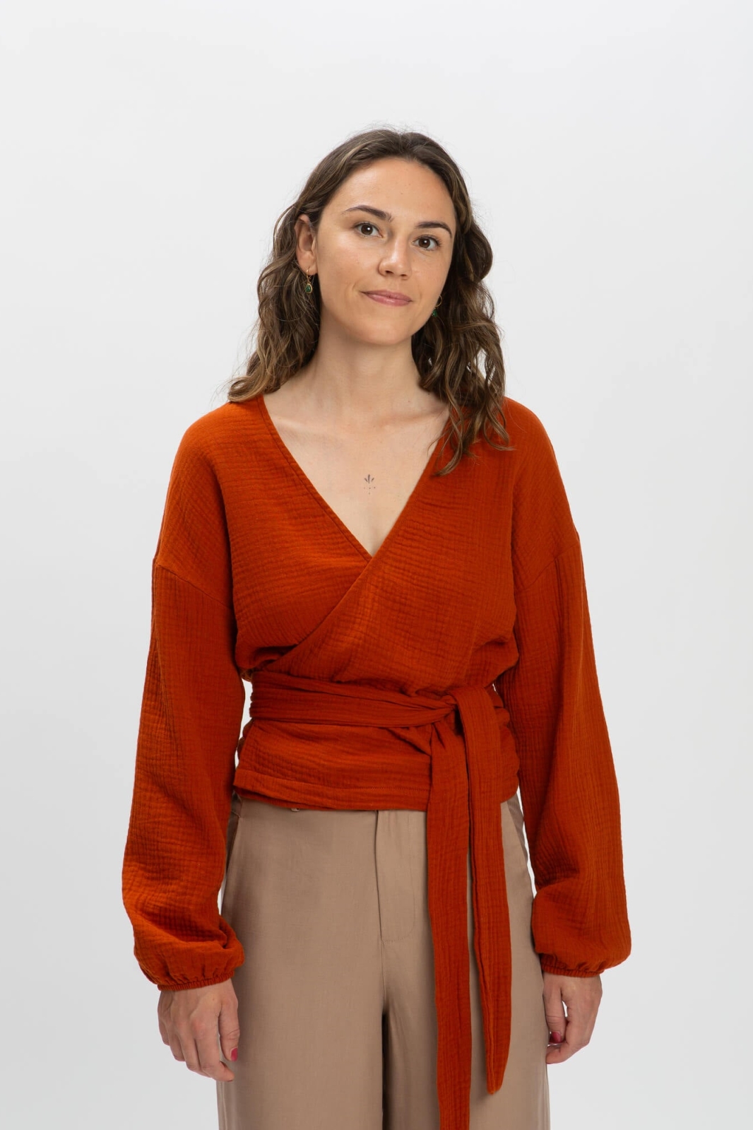 MATONA  Wikkelblouse Muslin Baksteenrood