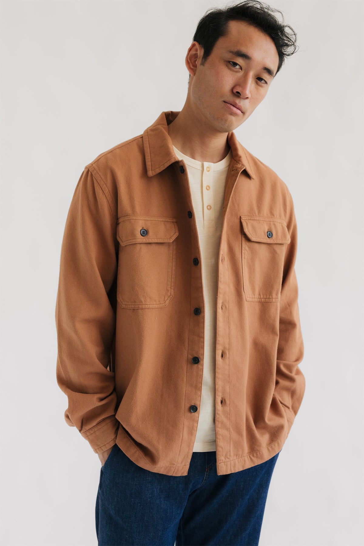 TWOTHIRDS mannen vegan Overshirt Lindhard Camel Toast