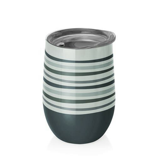 BioLoco Office RVS thermosbeker - Green & Blue Stripes