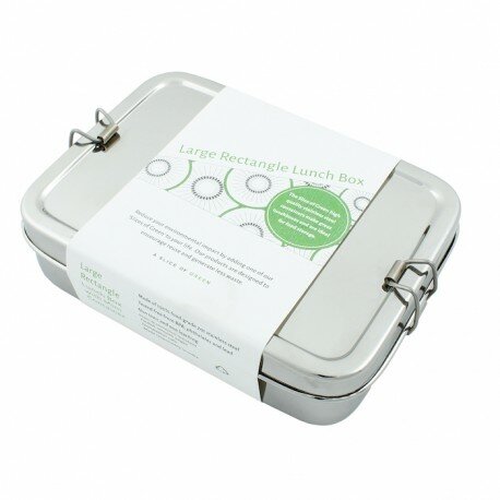 Large Rectangle Lunch Box Rampur, RVS broodtrommel met mini container.