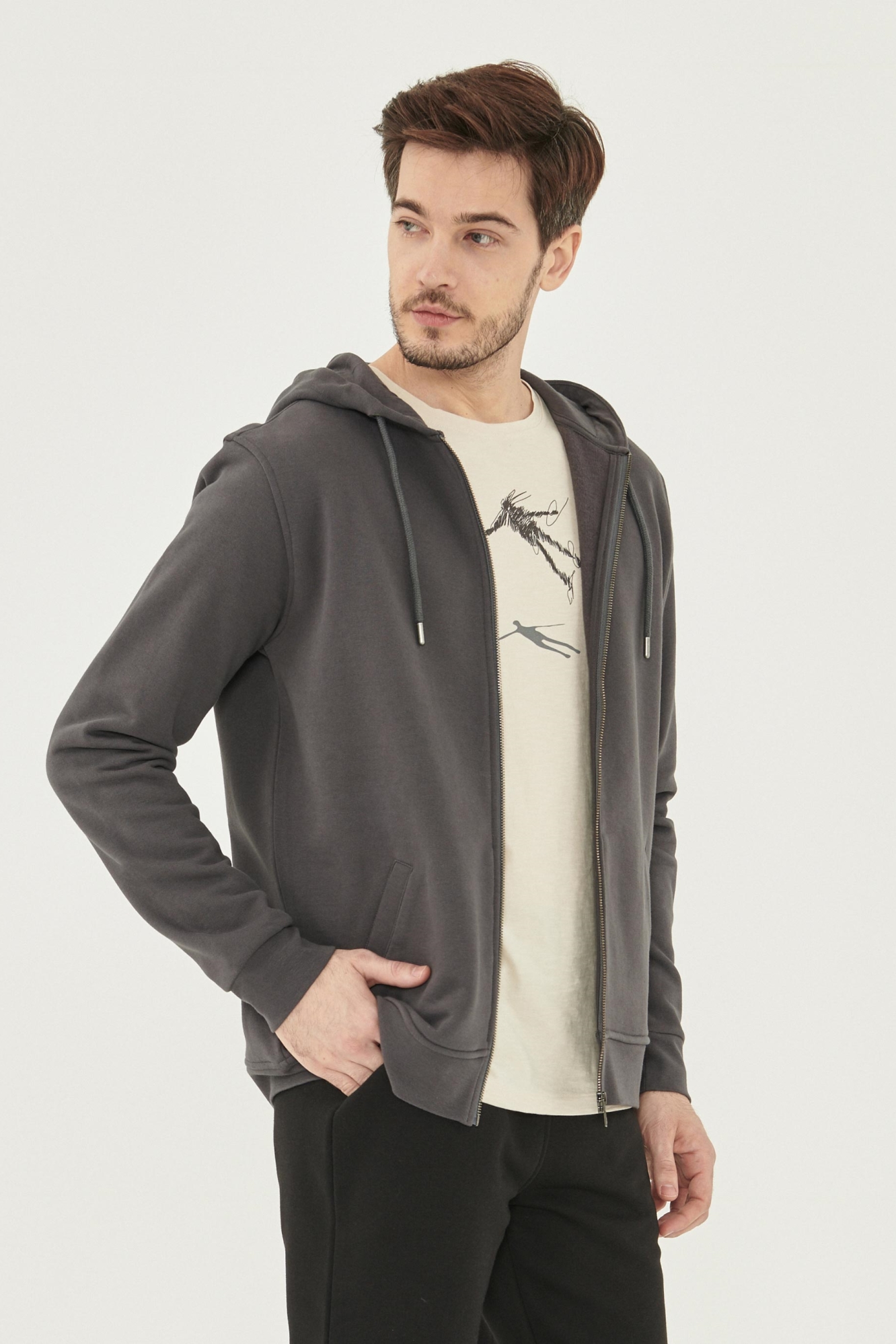 ORGANICATION mannen vegan Sweatjack Donkergrijs