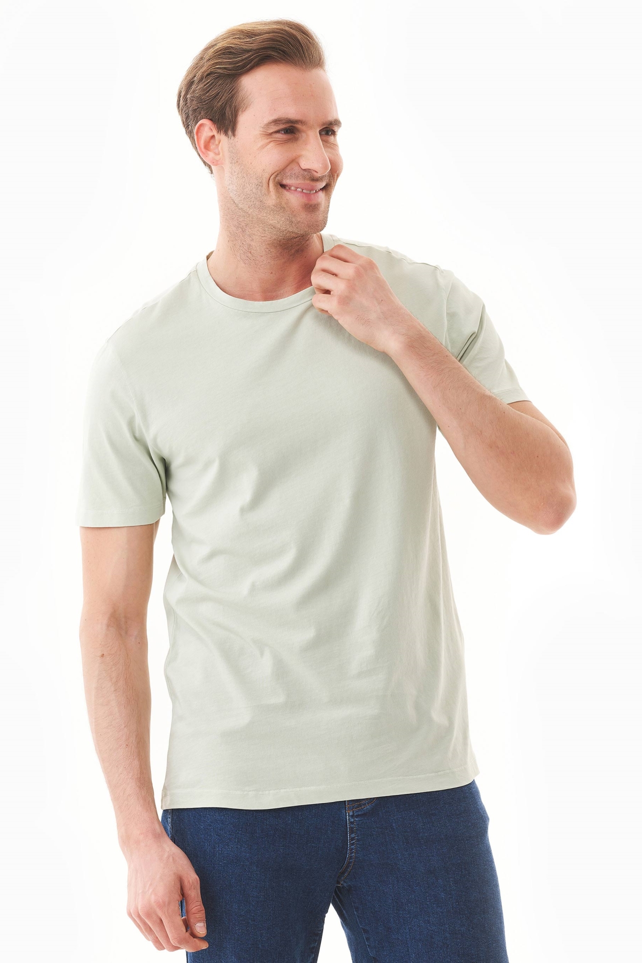 ORGANICATION mannen vegan T-Shirt Licht Wit Mulberry Leaves Groen