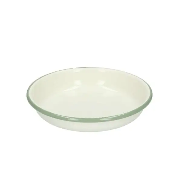 Bord diep, emaille, groengrijs/wit, Ø 15 cm