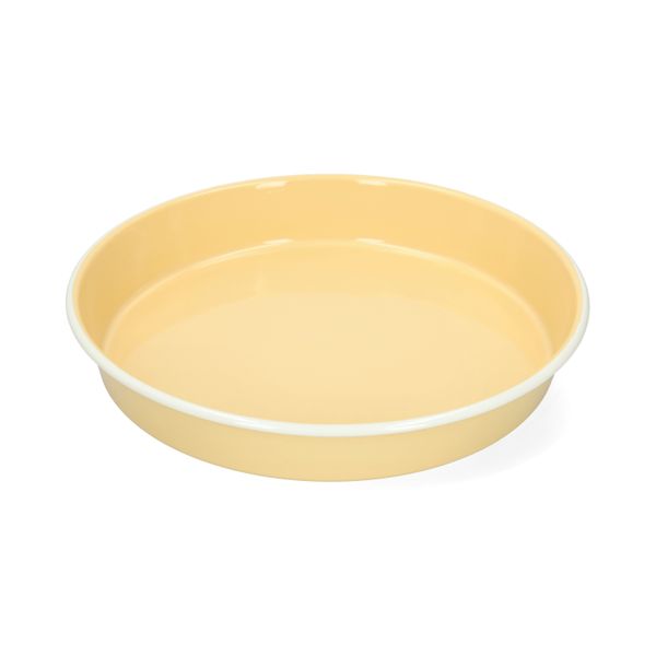 Dienblad, emaille, lichtgeel/wit, Ø30 cm