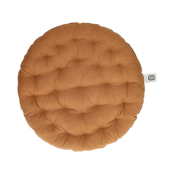 Stoelkussen, bio-katoen, amandelbruin, Ø40 cm