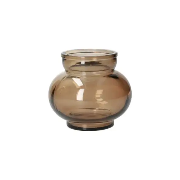 Bolvormige vaas, gerecycled glas, bruin, Ø11 cm